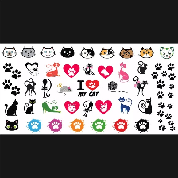 💖HP 8/8🥳 💌BO/GO$6 I Love My Cat Transfer Nail Decals - Picture 2 of 3